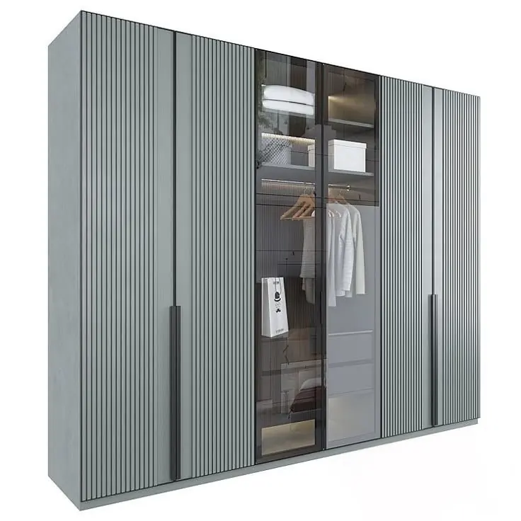 Fluted & glass-shutter wardrobe – modular design idea